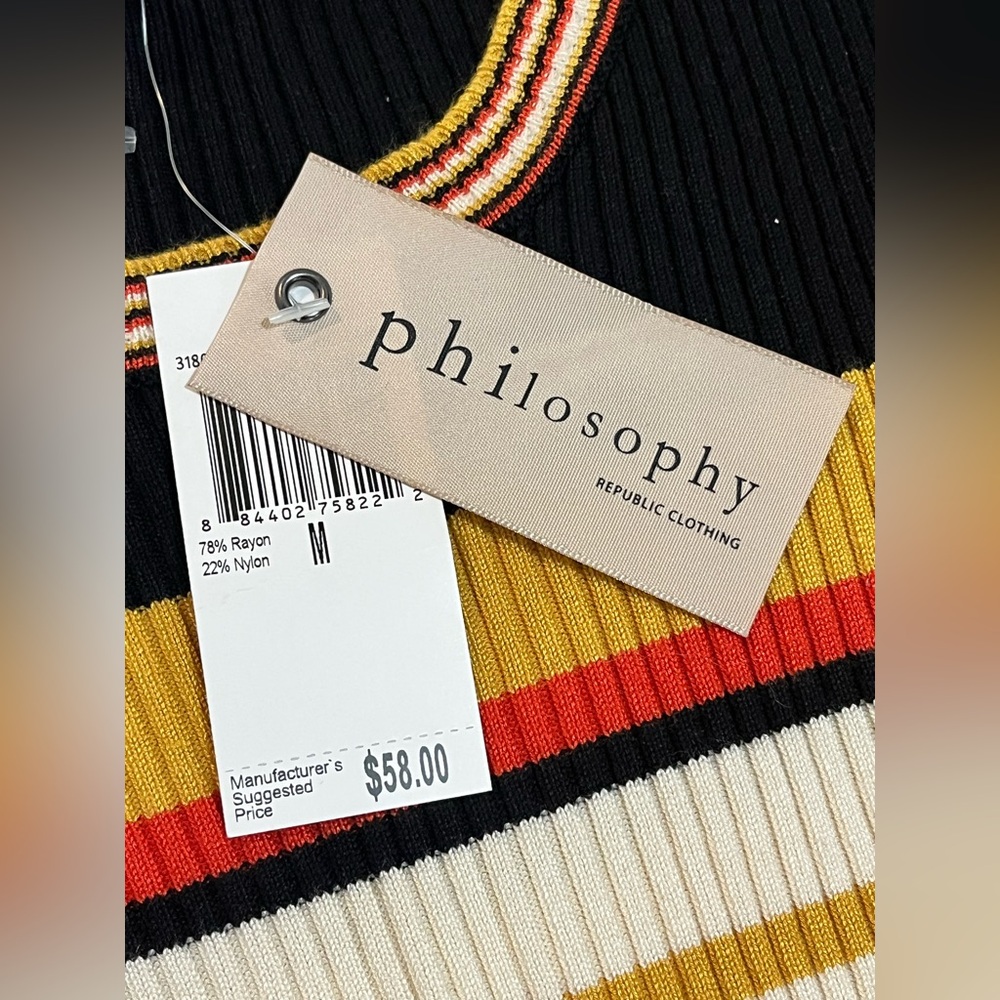 Philosophy Republic Clothing Multicolor Striped Knit Sweater Women’s Medium NWT - Picture 6 of 14
